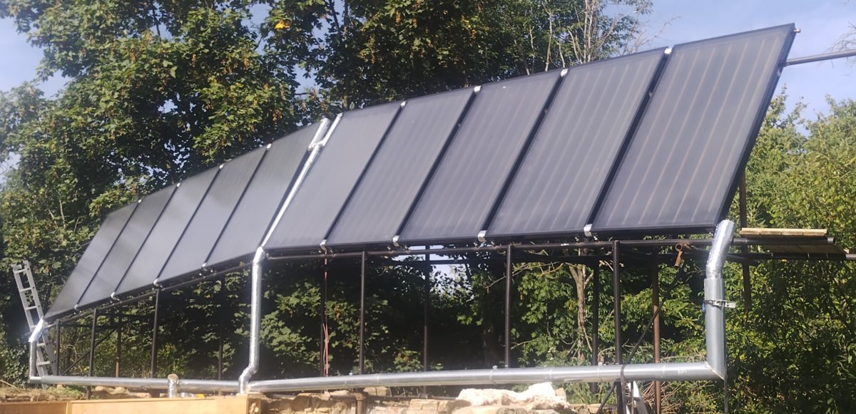 Collector panels on roof